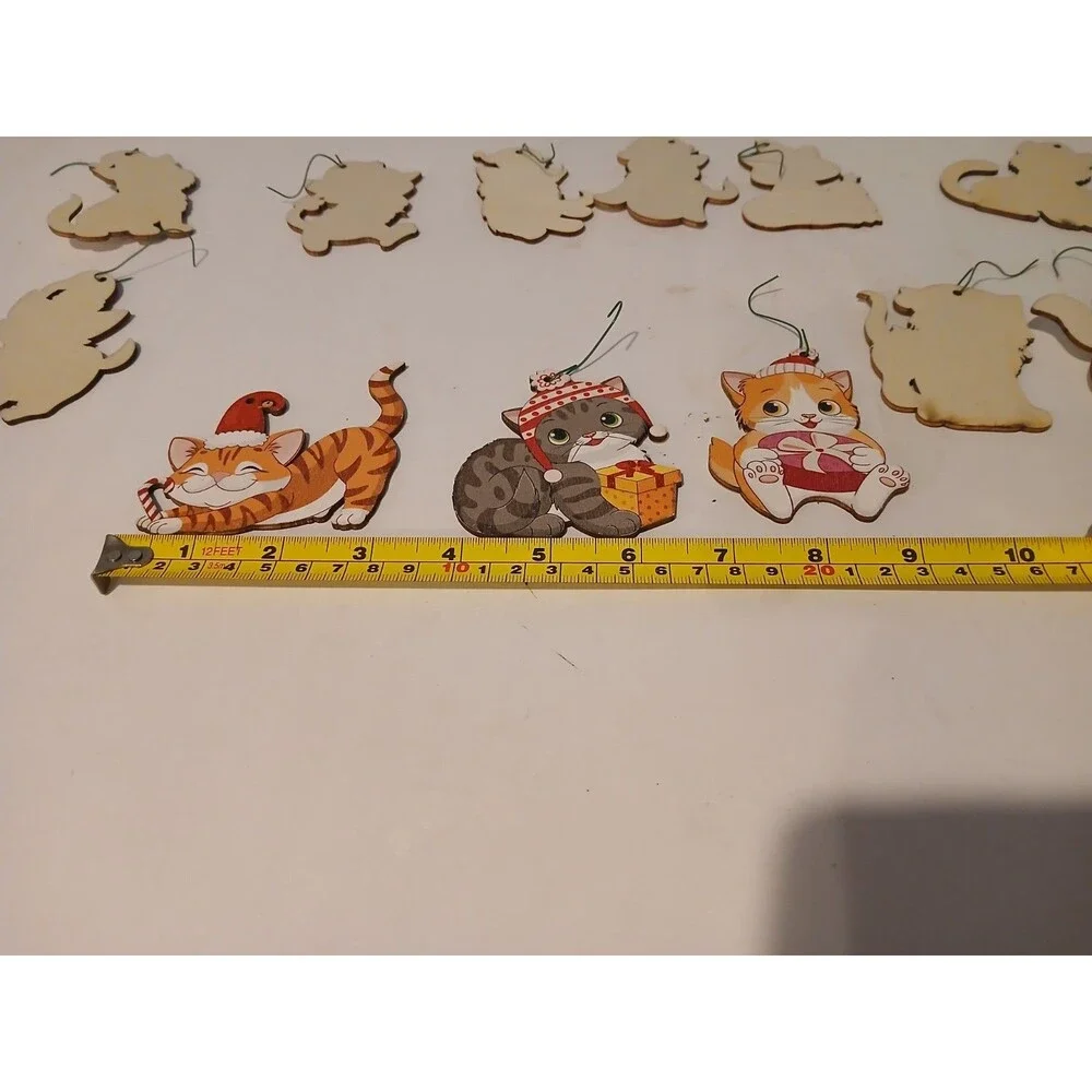 32 Christmas Cat  Kitten Ornaments Chunful Ornaments  Wooden Hanging Tree